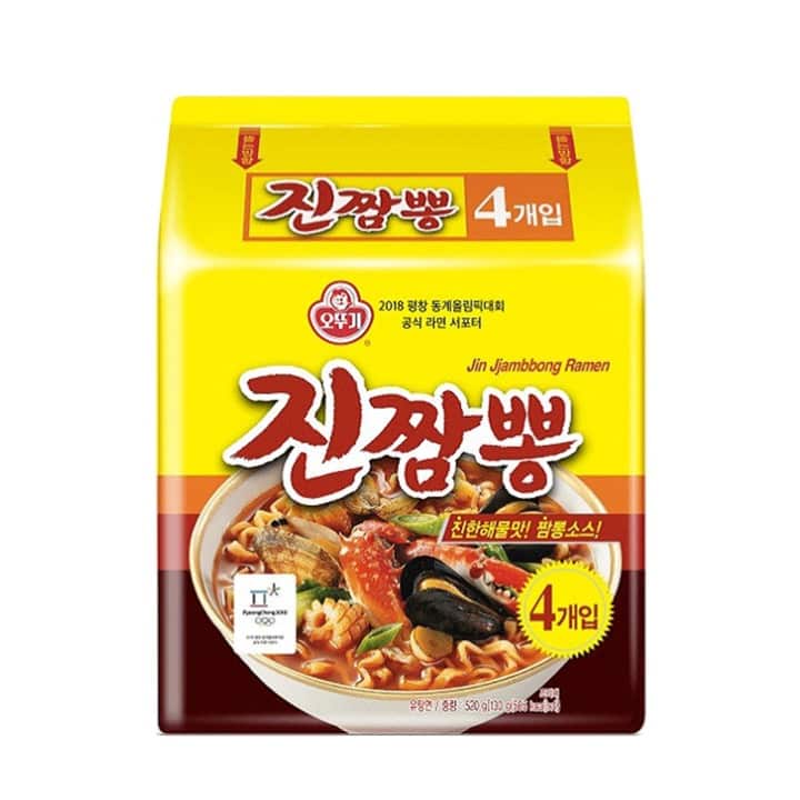 Ottogi Jin Jjambbong Ramen Spicy Seafood Noodles (4 Pack) 520g