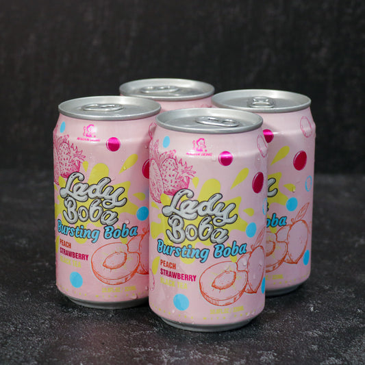 Lady Boba Bursting Boba Peach, Strawberry &amp; Black Tea (320mlx4)