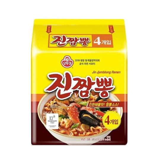 Ottogi Jin Jjambbong Ramen Spicy Seafood Noodles (4 Pack) 520g